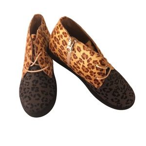 AKID Leopard Print Ponyhair High Top Sneaker